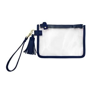 NEW CAPRI DESIGNS women's game day clear tassel wristlet in navy